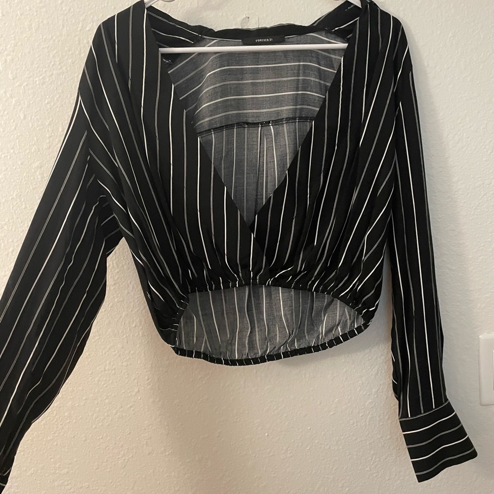 Long sleeve stripped crop top from Forever 21